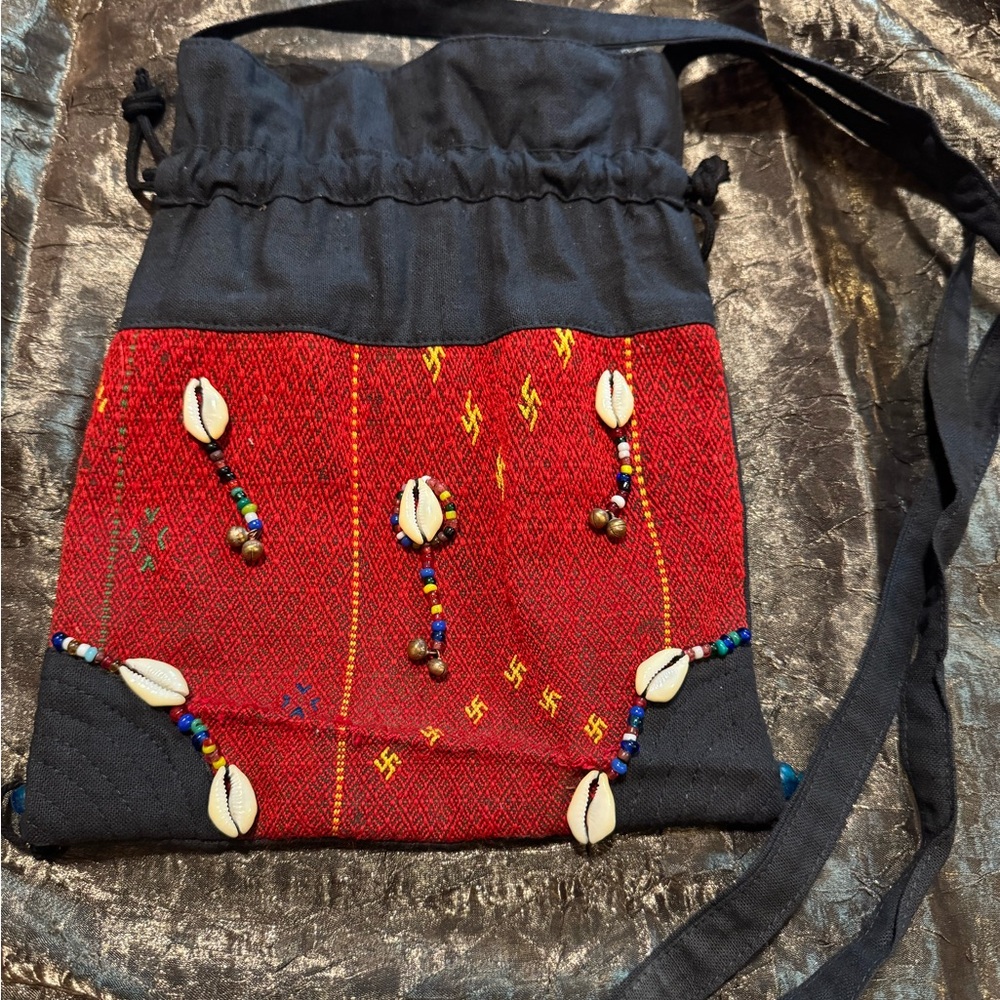 Unique tropical Handcrafted Red and Black Beaded Bag